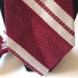 VINTAGE Thomaston Men's Necktie 100% Polyester Maroon/White